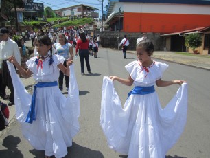 Dancing at a parade in Monteverde